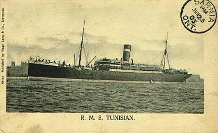 R.M.S. Tunisian - postcard postmarked Sarnia June 25, 2003
