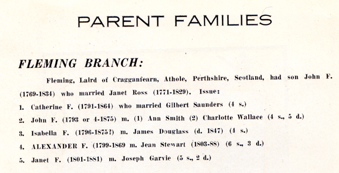 Extract from Fleming Reunion July 1927